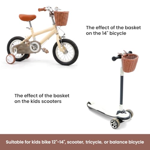 Kids Bicycle Basket - Woven Wicker Handlebar Basket - Brown
