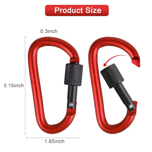 3-Inch Aluminum D-Ring Key Rings - 10 Pack Multicolored Carabiners