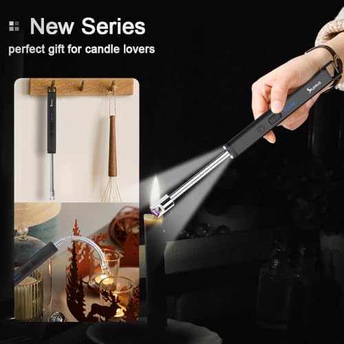 Rechargeable Electric Arc Candle Lighter - Black with Safety Features