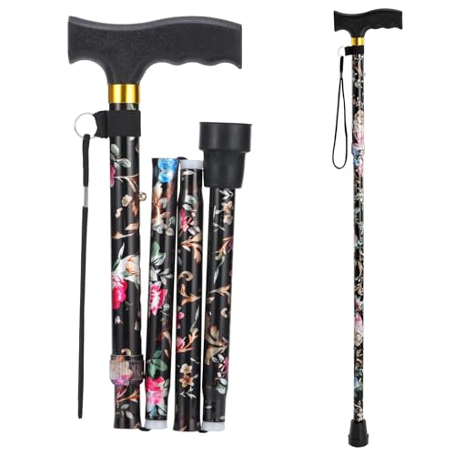 Lightweight Adjustable Folding Walking Cane - Black