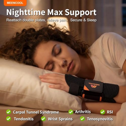 Carpal Tunnel Wrist Brace Night Support - Medium Right Hand Black