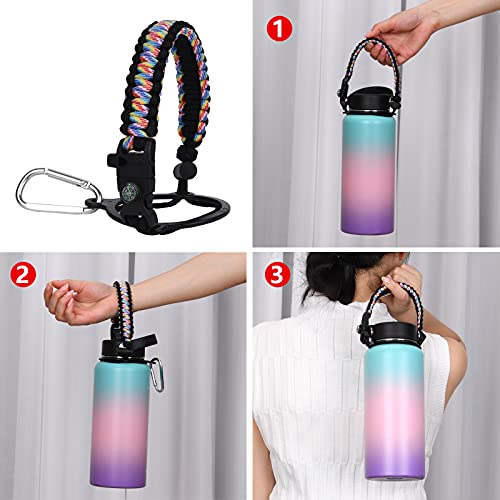 Paracord Water Bottle Handle Strap with Safety Ring & Carabiner