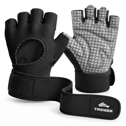 Trideer Weight Lifting Gloves Women & Men Black Medium with Wrist Support