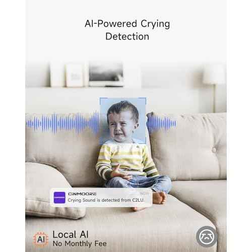 Security Camera Indoor with 32GB Card, 2.5K Baby/Dog/Pet Camera with 4X Zoom, Human/Pet/Crying Free AI Detection, 360 Pan-Tilt Motion Tracking, 4MP Night Vision, 2.4G Wi-Fi, Two-Way Audio