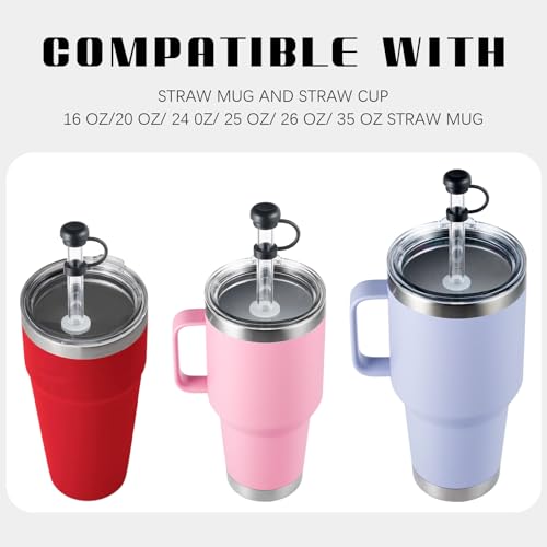 Spill Proof Stoppers for Yeti Straw Cup Lids - 2 Pack Black & Clear