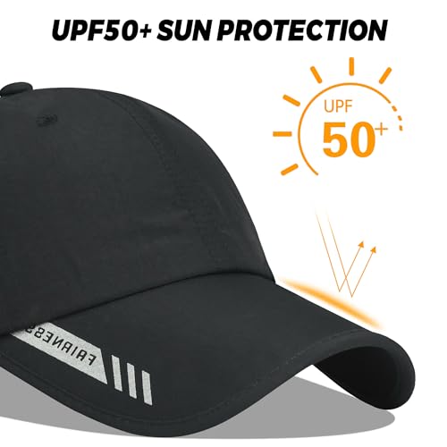 Croogo Men's One Size Black Quick Dry Sun UPF 50+ Baseball Cap