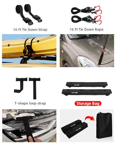 30 Inch Soft Roof Rack Pads for Surfboard, Kayak, Canoe - Complete Kit