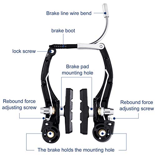 2 Sets V-Type Bike Brakes with Cables & End Caps for Mountain Bikes