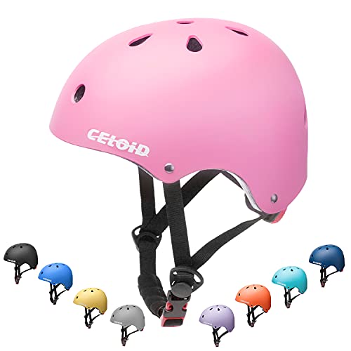 Adjustable Kids Bike Helmet - Multi-Sport Skateboard Helmet M (20.5"-22") Pink