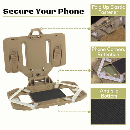 Tactical Vest Phone Holder - Chest Rig Mount for 4.7-6.7" Phones - Black