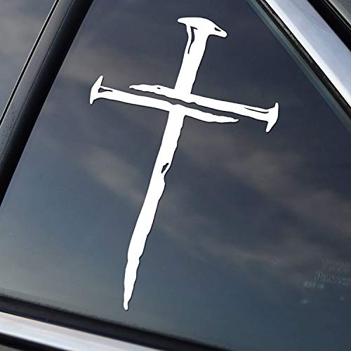 Cross with Nails Design Vinyl Decal for Windows & Vehicles - 5.5H x 3.5W