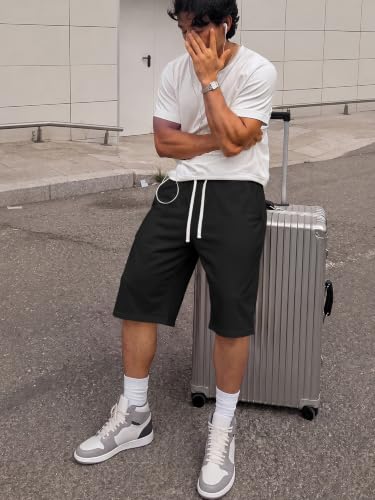 Men's Baggy Sweat Shorts Below Knee with Drawstring - Lightweight & Comfortable