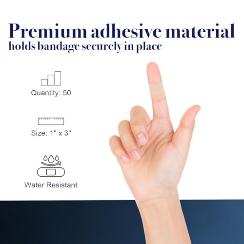 Sheer Plastic Adhesive Bandages - Sterile Water-Resistant 1" x 3" - 50 Pack