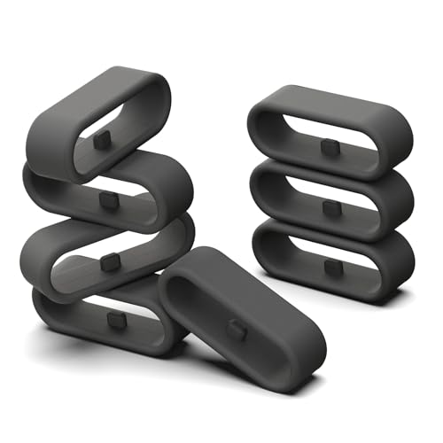 Silicone Security Loop Fasteners for Wristbands - 8 Pack, Black