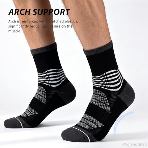 IRAMY Compression Crew Socks Women Men 6 Pairs with Ankle Arch Support Plantar Fasciitis Relief - Medium, Pink/Purple/Blue/Black/White/Grey
