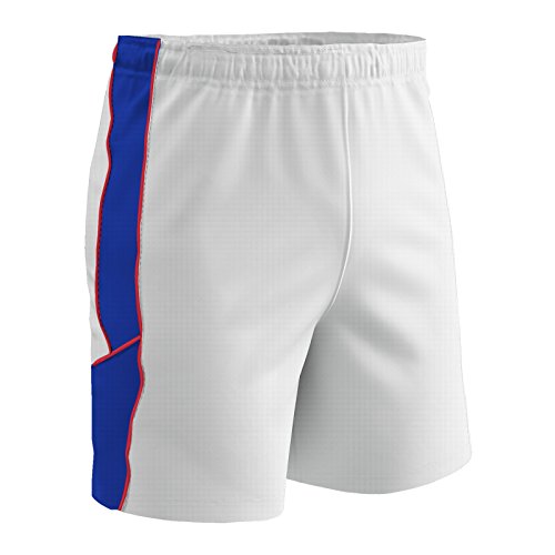 Youth Soccer Shorts - Lightweight Dri-Gear, Drawcord Waist - Medium/White, Royal, Scarlet