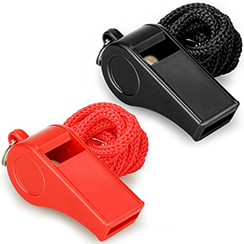 Loud Pea Whistles with Lanyards - 2 Pack for Sports, Training & Emergency