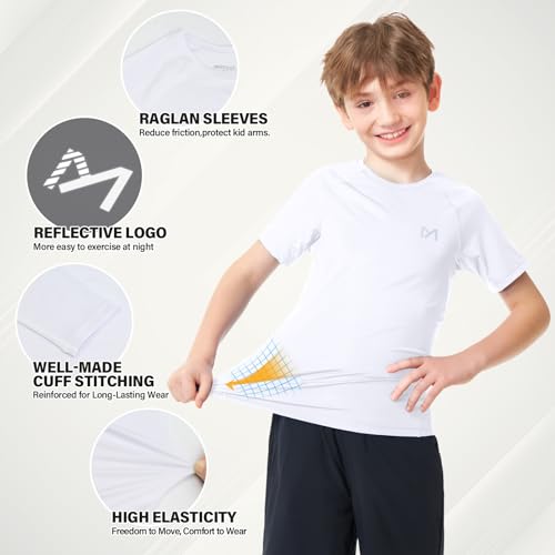 Boys Long Sleeve Compression Shirt - Quick Dry Athletic Base Layer