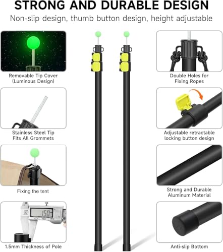 SANLIKE Telescopic Tarp Poles 37-97in Adjustable Canopy 2-Pack