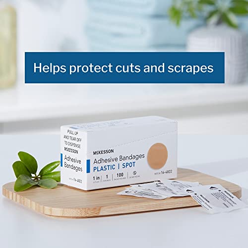Sterile Plastic Round Spot Bandages - 1 Inch Diameter, 100 Count