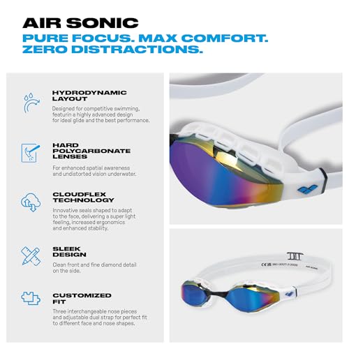 Arena Unisex Swim Goggles Mirror Emerald/Peacock - Professional Racing