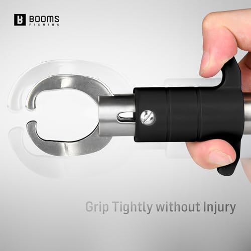 Boos Fishing Fish Gripper with Built-in Scale - Rotating Handle Lip Grabber for Saltwater & Freshwater