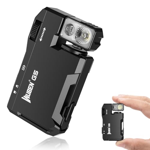WUBEN G5 Rechargeable Mini Flat Pocket Flashlight Black, 400 Lumens, Dual Light & Rotatable Head