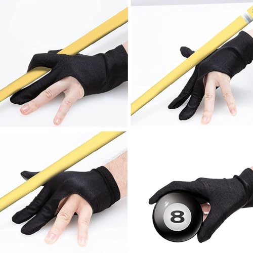 3-Finger Billiards Glove - Breathable Elastic Pool Cue Glove - One Size