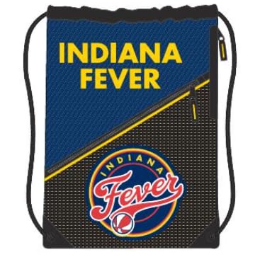 WNBA Diagonal Zippered Drawstring Backpack Gym Bag - Indiana Fever