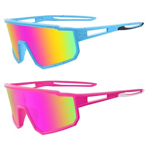 Polarized Sports Sunglasses with UV400 Protection - Colorful Pink