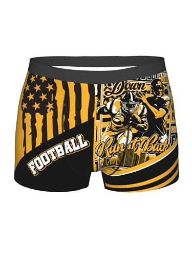Football-Themed Men's Boxer Briefs - X-Large Gold Football