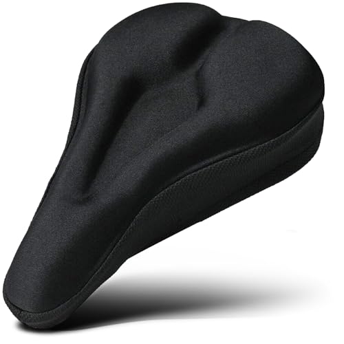RIXOW Bike Seat Cushion - Narrow Black Memory Foam Saddle Pad, Universal Fit