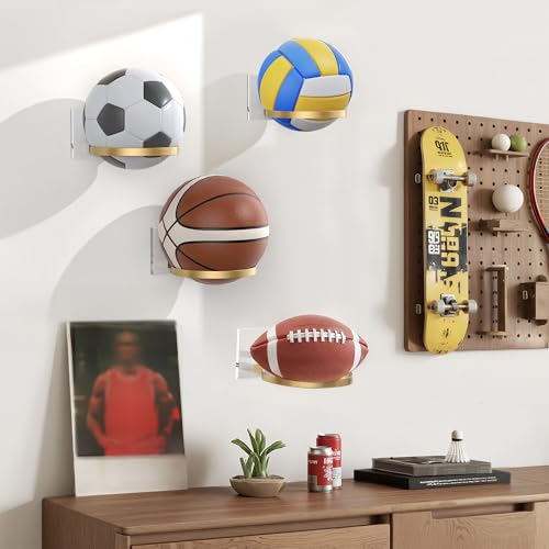Wall-Mounted Ball Holder for Basketball, Soccer, Football & Volleyball