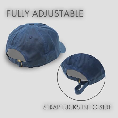 Gritty Bull Waxed Canvas Hat - Adjustable Unstructured Cap for Men & Women, Navy, One Size