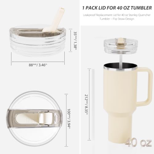 40 oz Leakproof Flip Straw Lid for STANLEY ProTour Tumbler - Cream