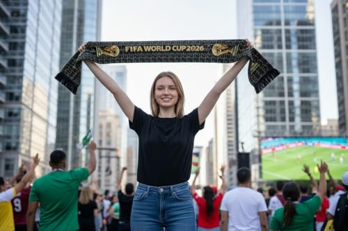 FIFA World Cup 2026 Trophy Scarf - Polyester Black & Gold