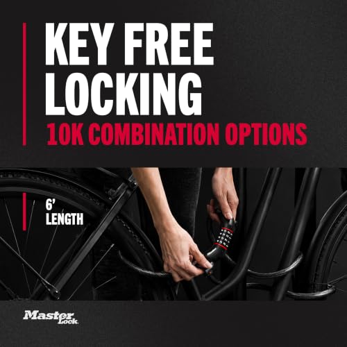 6 ft Braided Steel Cable Bike Lock with 4-Digit Combination