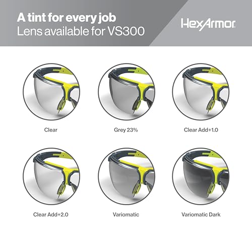 HexArmor VS300 Safety Glasses with Adjustable Side Arms Z87+ for Men and Women