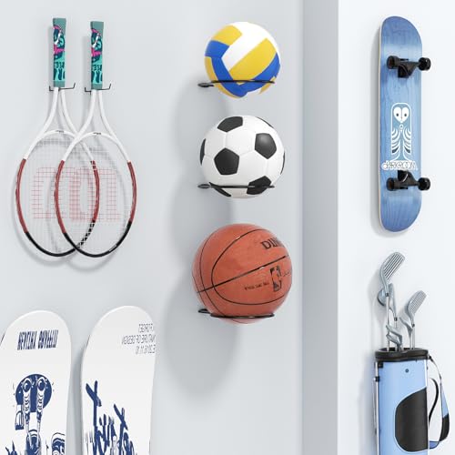 Wall Mount Sports Ball Holder Rack for Basketball & Soccer