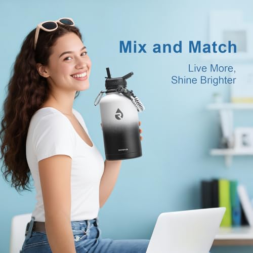 RAYMYLO 2PCS Silicone Water Bottle Boot for 64/87 oz Stainless Steel Insulated Bottles - Black