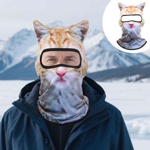 3D Cat Ear Ski Balaclava Face Mask - Cute Animal Design - Yellow