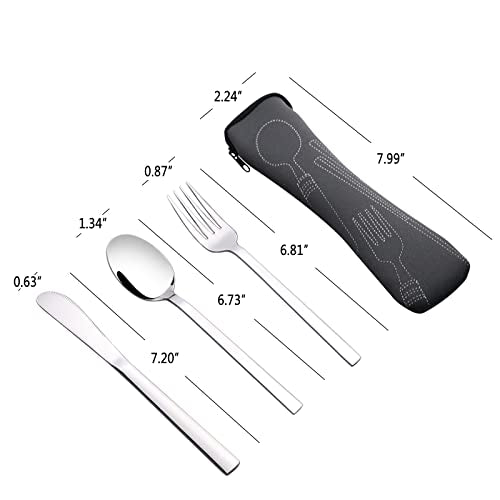 Stainless Steel Travel Utensils Set - Knife, Spoon & Fork