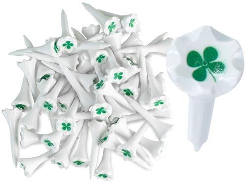 NorthPointe 1 ½” Plastic Golf Tees - Short Tees for Irons, Hybrids, Par Threes - Pack of 50 (Shamrock Variation)