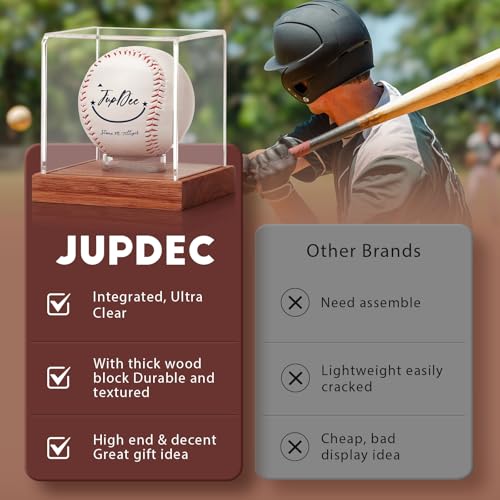 Baseball Display Case with Wooden Base - Clear Acrylic Holder