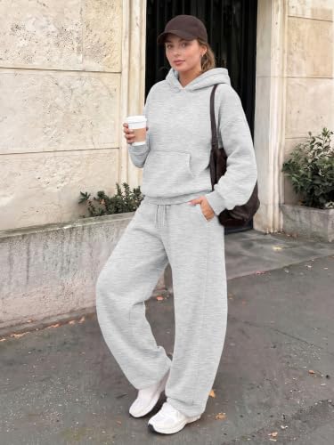 Women's Lounge Sweat Set Medium Grey - 2 Piece Fall Outfits, Trendy Queen
