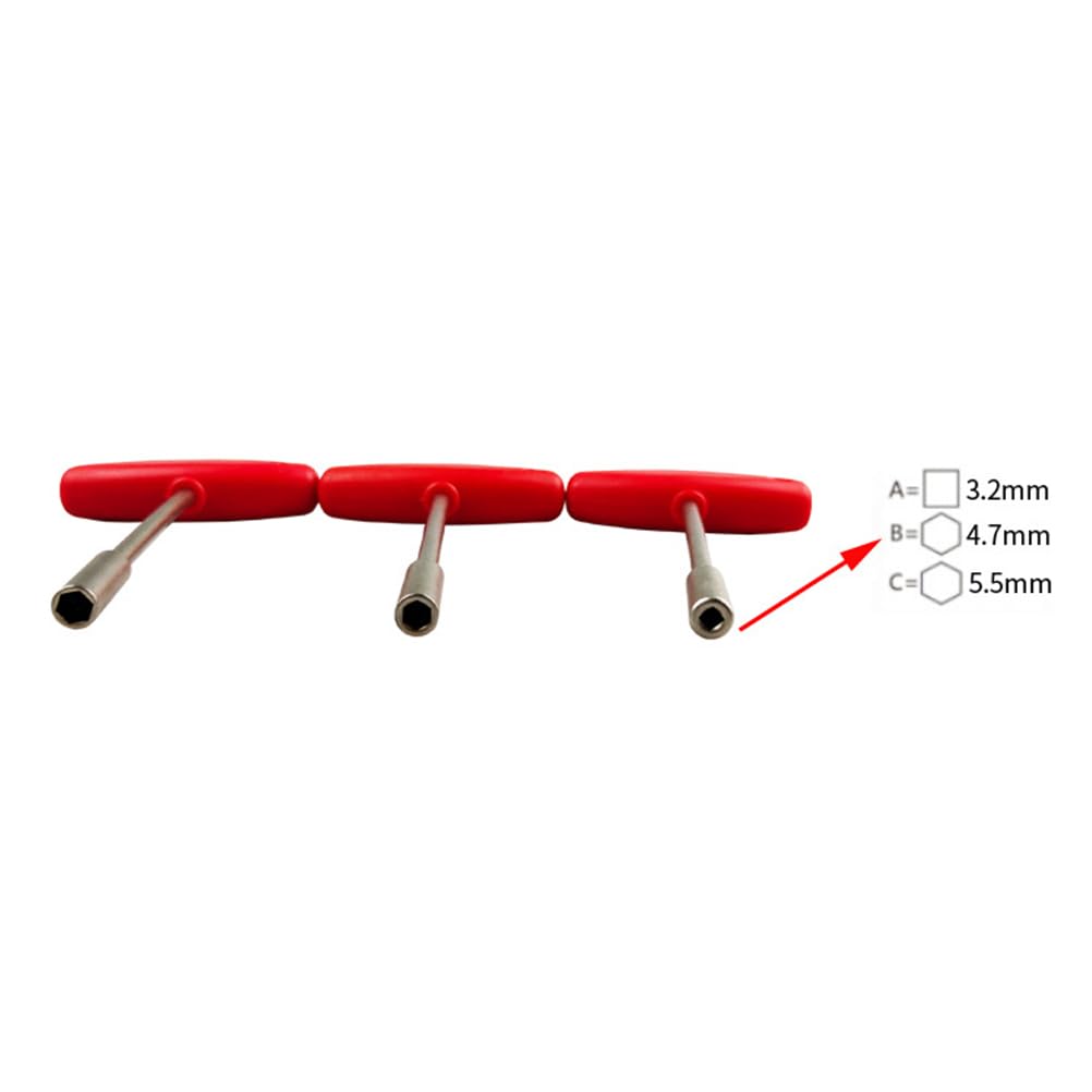 ULTECHNOVO Bike Concealed Spoke Wrench T Shape Sleeve Wrench Wire Adjust Spoke Tool Hexagonal Hole Bicycle Wheel Repair Tool 6.10X2.99X0.90In