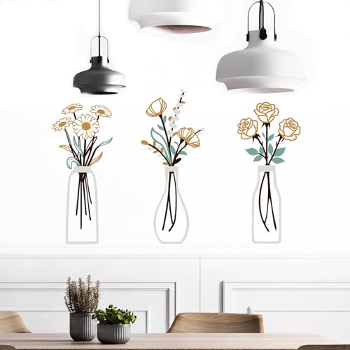 Kitchen Wall Stickers Decals Decor I Love My Kitchen Wall Decor Quotes Sign Daisy Rose Flower Vase Art Decorations for Home Dining Room Coffee Shop
