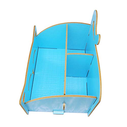 Cat-Themed DIY Desk Organizer - Folding Pen & Pencil Holder - Blue