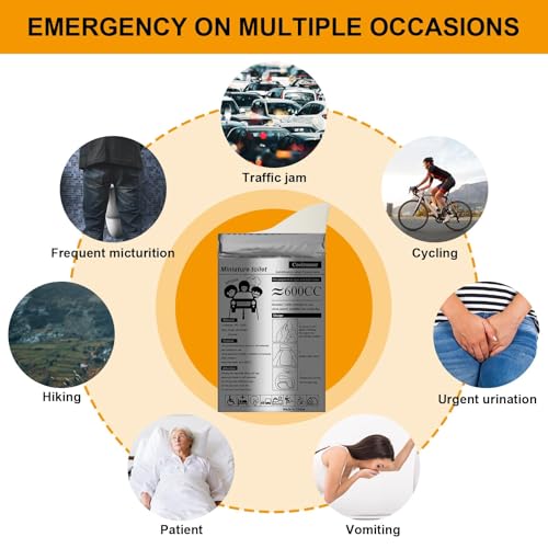 Coolrunner Gray Disposable Urine Bags 50 Pack - Unisex Travel & Emergency Pee Bags