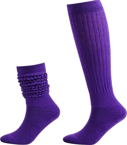 Knee High Slouch Socks for Women - Soft Scrunch Socks, Size 5-11 - Mixed Color